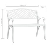 Vrtna klupa 102 cm od lijevanog aluminija bijela 317746 Vrtna klupa 102 cm od lijevanog aluminija bijela 317746