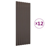 Krovni paneli 12 kom od čelika obloženog prahom smeđi 100x36 cm 319144 Krovni paneli 12 kom od čelika obloženog prahom smeđi 100x36 cm 319144