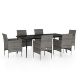 7-dijelni vrtni blagovaonski set s jastucima sivo-crni 3099315