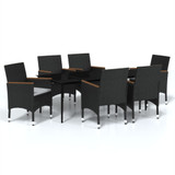 7-dijelni vrtni blagovaonski set s jastucima crni 3099345