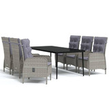 7-dijelni vrtni blagovaonski set s jastucima sivo-crni 3099375