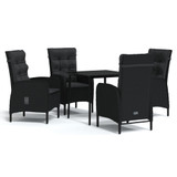 5-dijelni vrtni blagovaonski set s jastucima crni 3099367