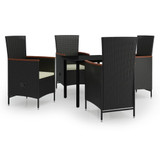 5-dijelni vrtni blagovaonski set s jastucima crni 3099426