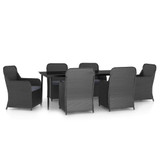 7-dijelni vrtni blagovaonski set s jastucima crni 3099545