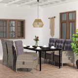 7-dijelni vrtni blagovaonski set s jastucima sivo-crni 3099363