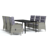 7-dijelni vrtni blagovaonski set s jastucima sivo-crni 3099363