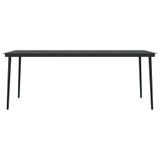 Vrtni blagovaonski stol crni 200 x 100 x 74 cm čelik i staklo 3100108