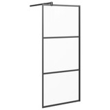 Pregrada za tuš 90 x 195 cm s mutnim staklom ESG crna 151877