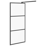 Pregrada za tuš 90 x 195 cm s mutnim staklom ESG crna 151877