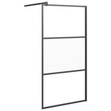 Pregrada za tuš 100 x 195 cm s napola mutnim staklom ESG crna 151874