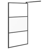Pregrada za tuš 100 x 195 cm s napola mutnim staklom ESG crna 151874