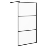 Pregrada za tuširanje 100 x 195 cm s mutnim staklom ESG crna 151878
