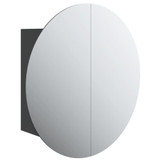 Kupaonski ormarić s okruglim ogledalom LED crni 47x47x17,5 cm 345584
