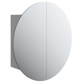 Kupaonski ormarić s okruglim ogledalom LED Siva 47x47x17,5 cm 345585