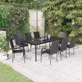 9-dijelni vrtni blagovaonski set crni 3099382