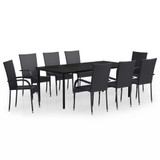 9-dijelni vrtni blagovaonski set crni 3099382