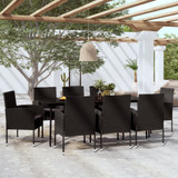 9-dijelni vrtni blagovaonski set crni 3099636