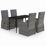 5-dijelni vrtni blagovaonski set s jastucima sivi 3099487