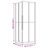 Prugasta tuš-kabina ESG 80 x 80 x 180 cm crna 151849