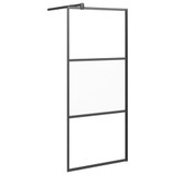 Pregrada za tuš 80 x 195 cm s napola mutnim staklom ESG crna 151872