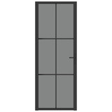 Unutarnja vrata 76 x 201,5 cm crna od ESG stakla i aluminija 350564