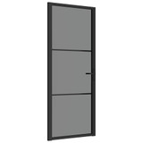 Unutarnja vrata 83 x 201,5 cm crna od ESG stakla i aluminija 350561
