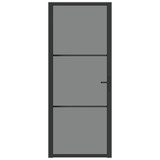 Unutarnja vrata 83 x 201,5 cm crna od ESG stakla i aluminija 350561