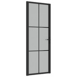 Unutarnja vrata 76 x 201,5 cm crna od mat stakla i aluminija 350556