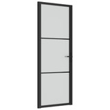 Unutarnja vrata 76 x 201,5 cm crna od mat stakla i aluminija 350552