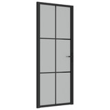 Unutarnja vrata 83 x 201,5 cm crna od mat stakla i aluminija 350557