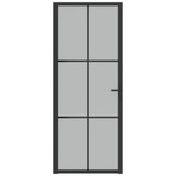 Unutarnja vrata 83 x 201,5 cm crna od mat stakla i aluminija 350557