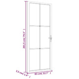 Unutarnja vrata 83 x 201,5 cm crna od mat stakla i aluminija 350557