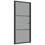 Unutarnja vrata 93 x 201,5 cm crna od ESG stakla i aluminija 350562