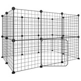 Kavez za ljubimce s 20 panela i vratima crni 35 x 35 cm čelični 3114037