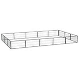 Ograda za pse s 16 panela crna 100 x 50 cm čelik obložen prahom 3115969