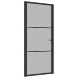 Unutarnja vrata 93 x 201,5 cm crna od mat stakla i aluminija 350554