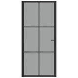 Unutarnja vrata 93 x 201,5 cm crna od ESG stakla i aluminija 350566