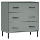 Komoda s 3 ladice siva 77 x 40 x 79,5 cm od masivnog drva OSLO 350980 Komoda s 3 ladice siva 77 x 40 x 79,5 cm od masivnog drva OSLO 350980
