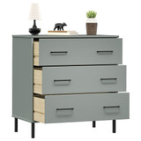 Komoda s 3 ladice siva 77 x 40 x 79,5 cm od masivnog drva OSLO 350980 Komoda s 3 ladice siva 77 x 40 x 79,5 cm od masivnog drva OSLO 350980