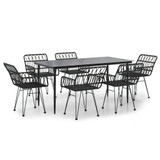 7-dijelni vrtni blagovaonski set od poliratana crni 3157856