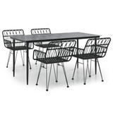5-dijelni vrtni blagovaonski set od poliratana crni 3157855