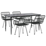 5-dijelni vrtni blagovaonski set od poliratana crni 3157855