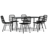 7-dijelni vrtni blagovaonski set od poliratana crni 3157884