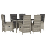 7-dijelni vrtni blagovaonski set sivi od poliratana 3185036