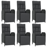 7-dijelni vrtni blagovaonski set s jastucima crni od poliratana 3185078