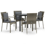 5-dijelni vrtni blagovaonski set crno-sivi od poliratana 3185114