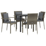 5-dijelni vrtni blagovaonski set crno-sivi od poliratana 3185114