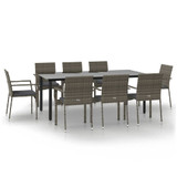 9-dijelni vrtni blagovaonski set crno-sivi od poliratana 3185142