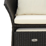 2-dijelna vrtna garnitura od poliratana s jastucima crna 319684