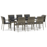 9-dijelni vrtni blagovaonski set crno-sivi od poliratana 3185106
